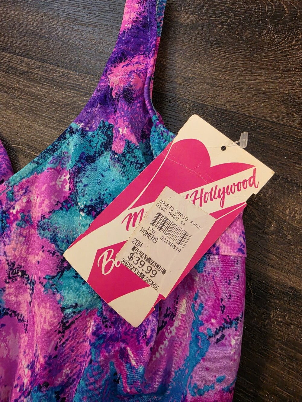 Vintage Maxine of Hollywood Blue Floral Bathing Suit NWT Size 18W - Picture 5 of 5